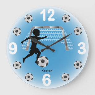Boy Soccer Ball Player Large Clock