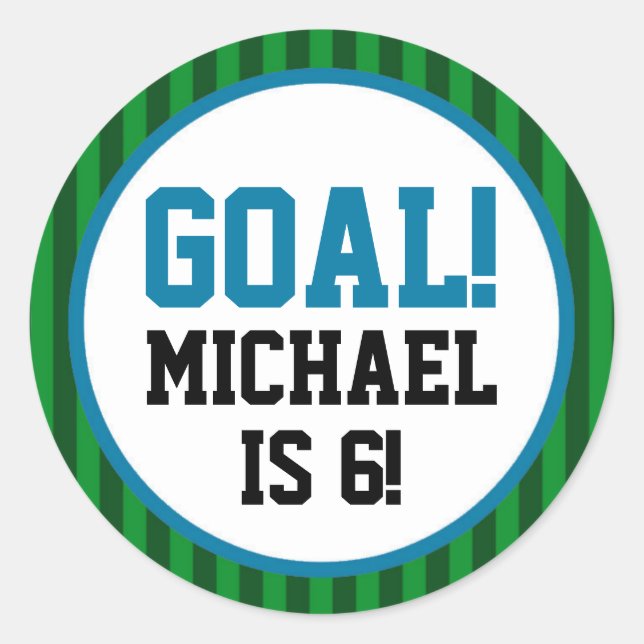 Boy Soccer Birthday Party Stickers (Front)