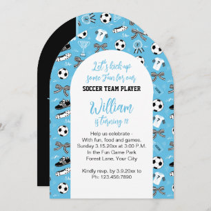 Boy Soccer Player birthday party blue Invitation