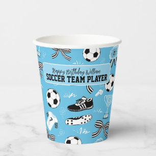 Boy Soccer Player birthday party blue Paper Cups