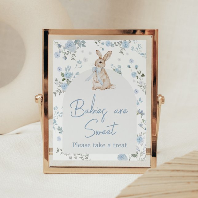 Boy Some Bunny Baby Shower Babies are Sweet Poster (Blue Some Bunny Baby Shower Babies are Sweet Sign)