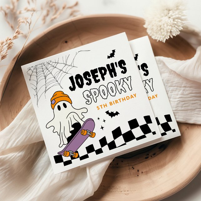 Boy Spooky Halloween Birthday Party Napkins (Creator Uploaded)