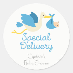 Boy Stork Baby Shower Stickers