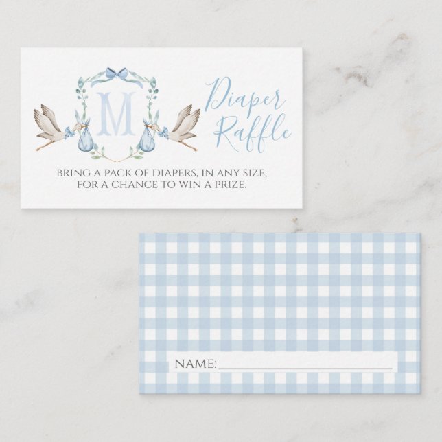 Boy Stork Diaper Raffle Card (Front/Back)