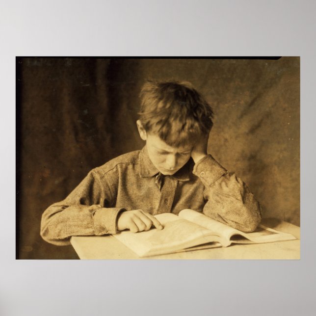 Boy Studying by Lewis Hine Poster (Front)