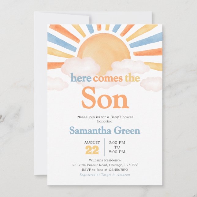Boy Sunshine Baby Shower Invitation (Front)