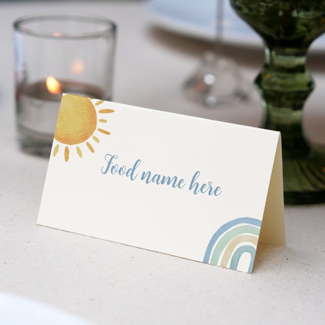 Boy Sunshine Rainbow Place Card Birthday Party (Creator Uploaded)