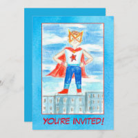 Boy Super Hero Birthday Party Invitation