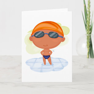 Boy Swimming Greeting Cards