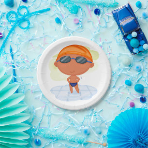 Boy Swimming Paper Plate