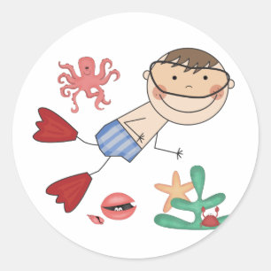 Boy Swimming T-shirts and Gifts Classic Round Sticker