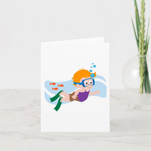 Boy Swimming With Fish Card