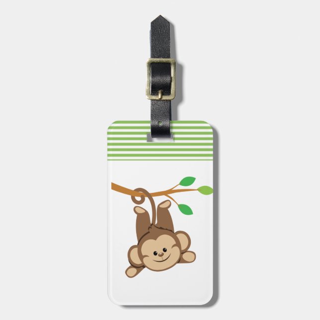 Boy Swinging Monkey Luggage Tag (Front Vertical)