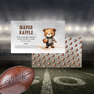 Boy Teddy Bear American Football Diaper Raffle Enclosure Card