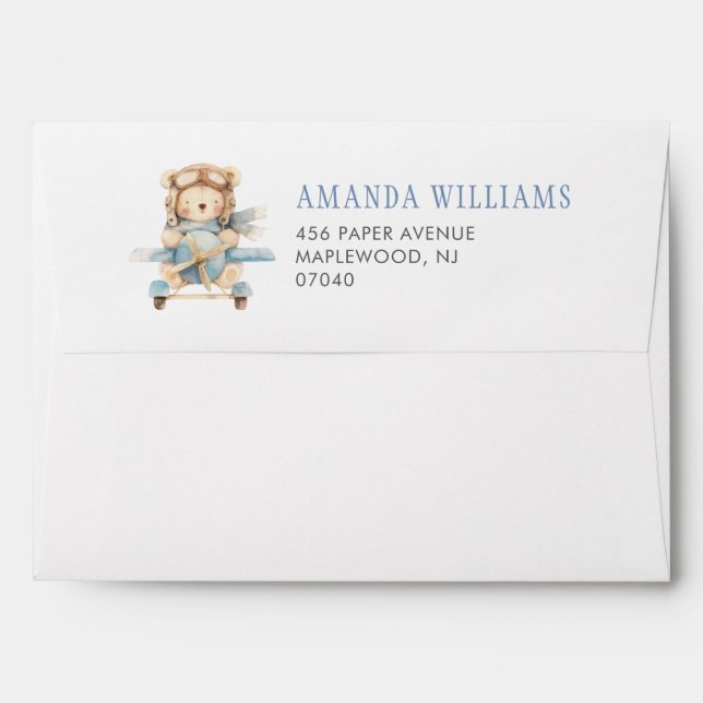 Boy Teddy Bear Baby Shower Envelope (Back (Top Flap))