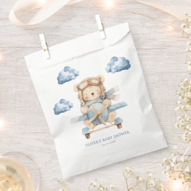 Boy Teddy Bear Baby Shower Favour Bags (Clipped)