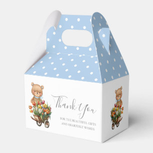 Boy Teddy Bear Baby Shower Floral Rustic Blue   Favour Box