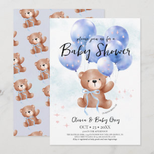 Boy Teddy Bear Baby Shower  Invitation