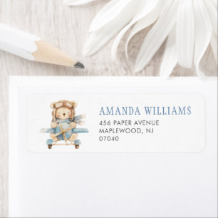 Boy Teddy Bear Baby Shower Return Address Label