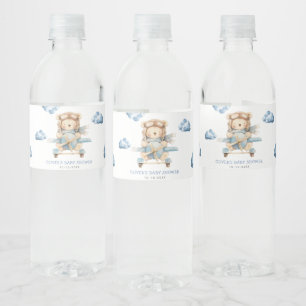 Boy Teddy Bear Baby Shower Water Bottle Label