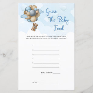 Boy teddy bear blue ballons Guess The Baby Food
