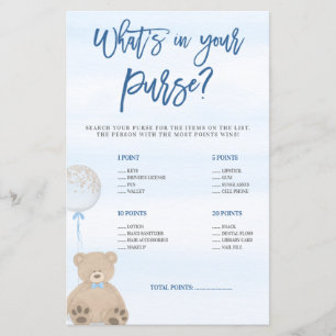 Boy Teddy Bear Blue Balloon What's in Your Purse