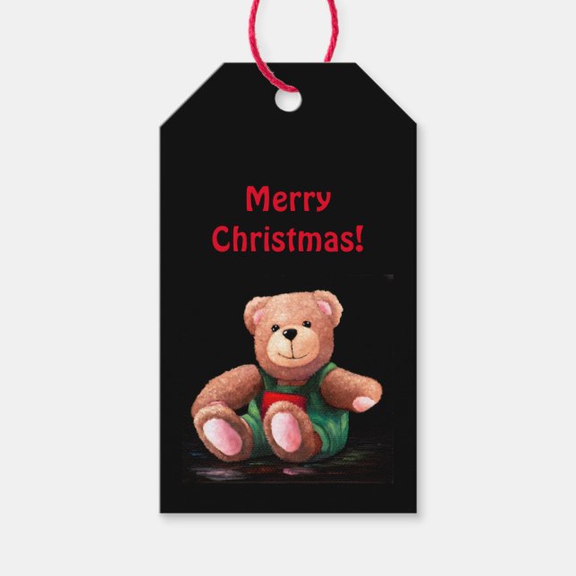  Boy Teddy Bear Christmas Tag (Front)