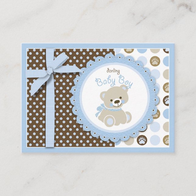 Boy Teddy Bear Reminder Notecard (Front)