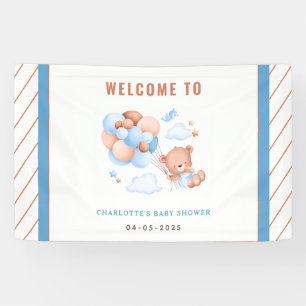 Boy Teddy Bear “We Can Bearly Wait” Baby Shower Banner