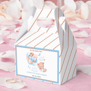 Boy Teddy Bear “We Can Bearly Wait” Baby Shower Favour Box