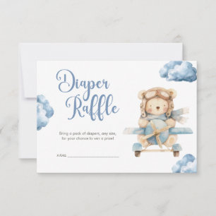Boy Teddy Bear We Can Bearly Wait Diaper Raffle Card