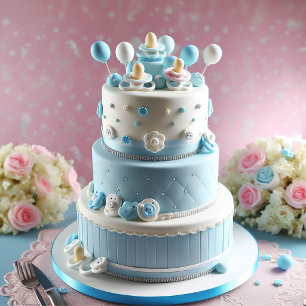 Boy Theme Baby Shower Cake with Pacifiers Invitation