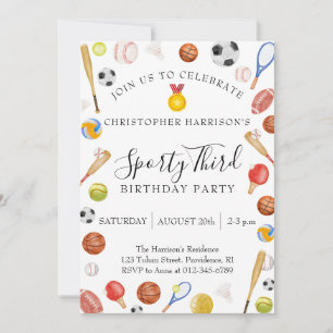 Boy Third Birthday Party Sports Invitation