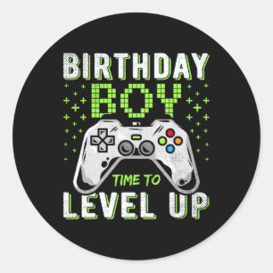 Boy Time To Level Up Video Game Birthday Boys 1  Classic Round Sticker