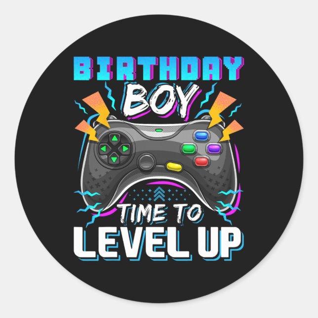 Boy Time To Level Up Video Game Birthday Gamer 10  Classic Round Sticker (Front)