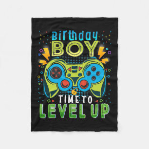 Boy Time To Level Up Video Game Birthday Gamer 202 Fleece Blanket