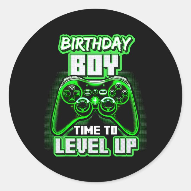 Boy Time To Level Up Video Game Birthday Gamer 6  Classic Round Sticker (Front)
