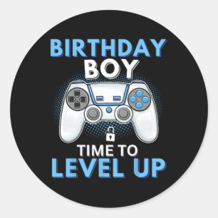 Boy Time To Level Up Video Game Birthday Gamer 8  Classic Round Sticker