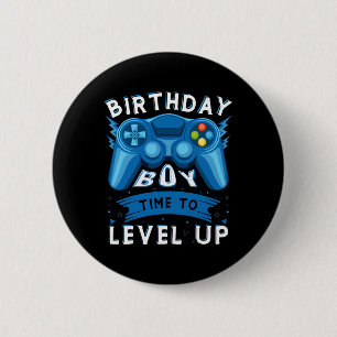 Boy Time To Level Up Video Game Birthday Gamer Boy 6 Cm Round Badge