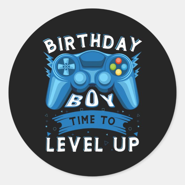 Boy Time To Level Up Video Game Birthday Gamer Boy Classic Round Sticker (Front)