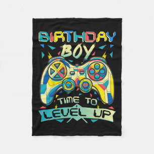 Boy Time To Level Up Video Game Birthday Gamer Boy Fleece Blanket