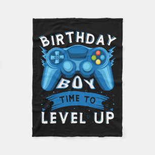 Boy Time To Level Up Video Game Birthday Gamer Boy Fleece Blanket