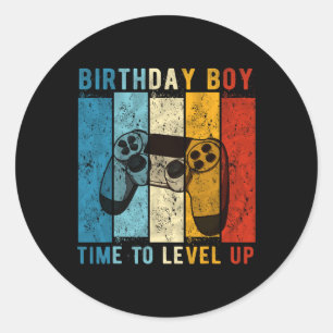 Boy Time To Level Up Video Game Birthday Gift 1 Classic Round Sticker