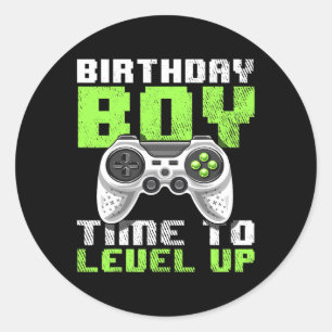 Boy Time To Level Up Video Game Birthday Gift Boys Classic Round Sticker