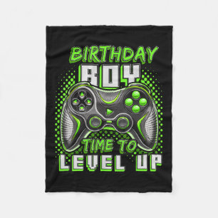 Boy Time To Level Up Video Game Birthday Party Boy Fleece Blanket
