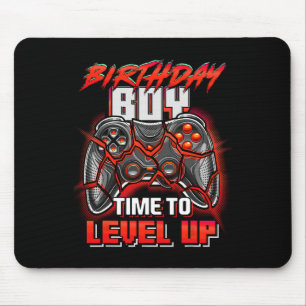 Boy Time To Level Up Video Game Birthday Party Boy Mouse Pad