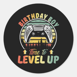 Boy Time To Level Up Video Games Gamer Birthday 1  Classic Round Sticker