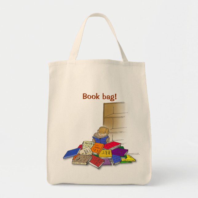 Boy toddler surrounded by books. tote bag (Front)