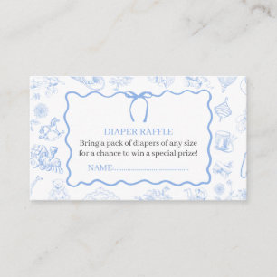 Boy Toile De Jouy Blue Baby Shower diaper card