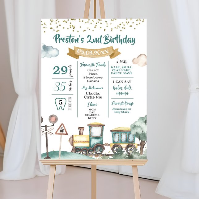Boy Train Birthday Milestone Sign (Creator Uploaded)
